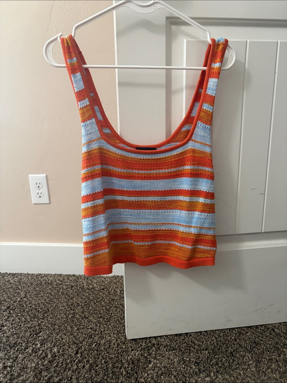 Vici Orange and Light Blue Striped Knit Tank